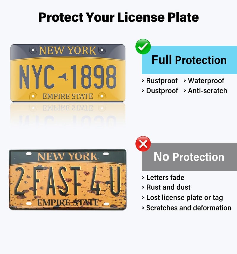 KLSKKJ 2 Pack Clear License Plate Covers, License Plate Protector Unbreakable Plastic Shields Tag Holder Fits Standard US Plate with Screws Caps - Image 5